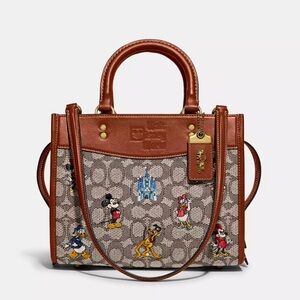 Disney X Coach Rogue 25 In Signature Textile With Mickey Mouse And Friends